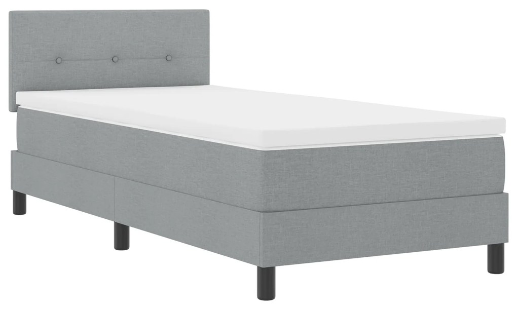vidaXL Κρεβάτι με Στρώμα Light Grey 90x190 εκ. Υφάσμα