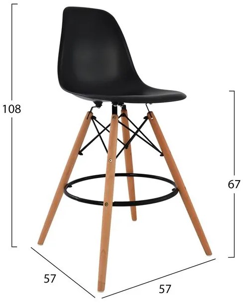 ΣΚΑΜΠΟ ΜΠΑΡ RENATA HM0173.02 ΜΑΥΡΟ 47x50x108Υ εκ.