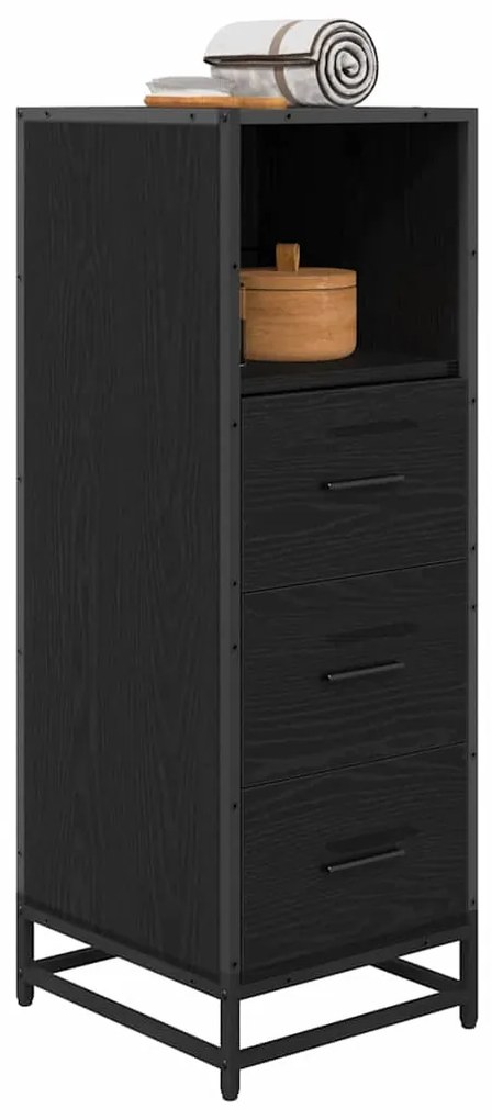vidaXL Ντουλάπι Μπάνιου με συρτάρι Μαύρη δρυς 35 x 37.5 x 100 εκ.