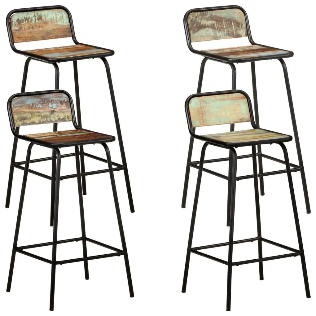 Καρέκλες Μπαρ 4 τεμ. από Μασίφ Ανακυκλωμένο Ξύλο - Καφέ