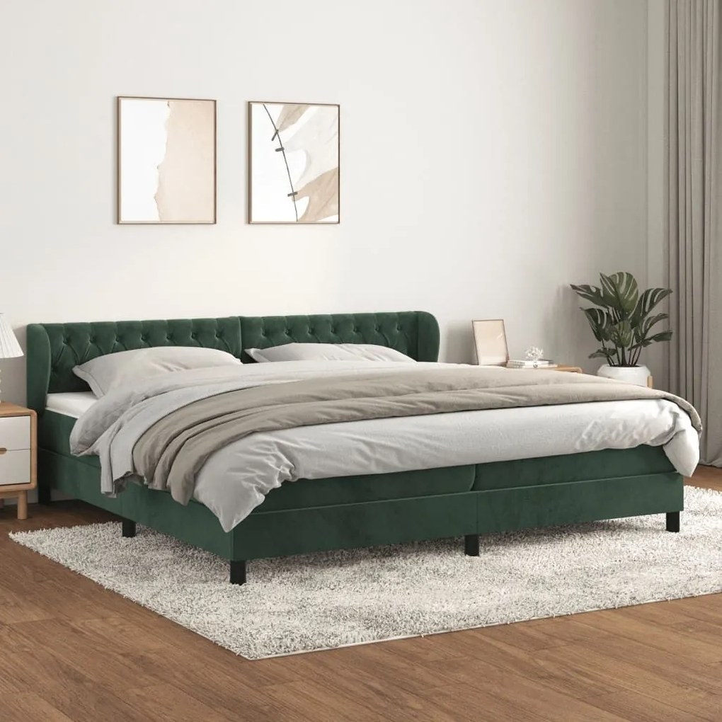 ΚΡΕΒΑΤΙ BOXSPRING ΜΕ ΣΤΡΩΜΑ ΣΚΟΥΡΟ ΠΡΑΣΙΝΟ 200X200ΕΚ. ΒΕΛΟΥΔΙΝΟ 3127694