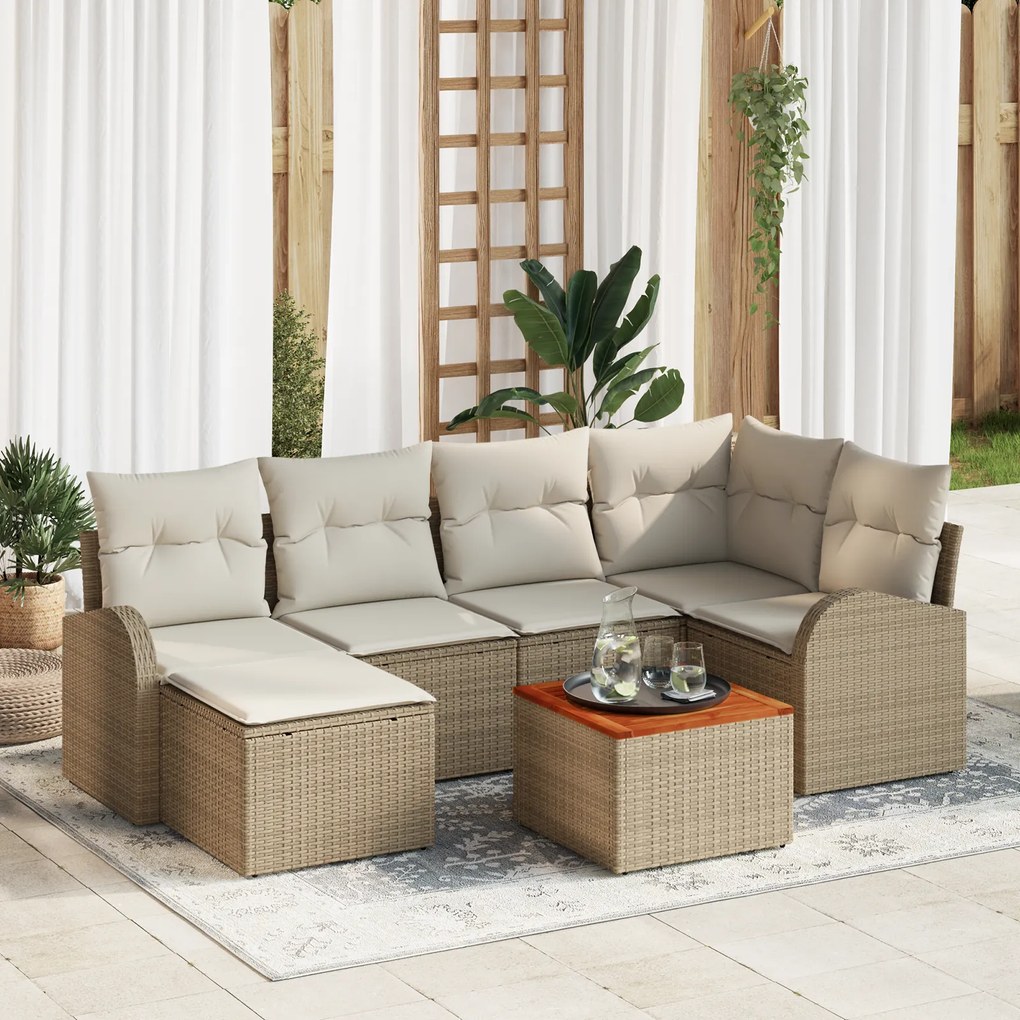vidaXL Σετ Καναπέ Κήπου 7 pcs Beige, λευκό Μεγάλο