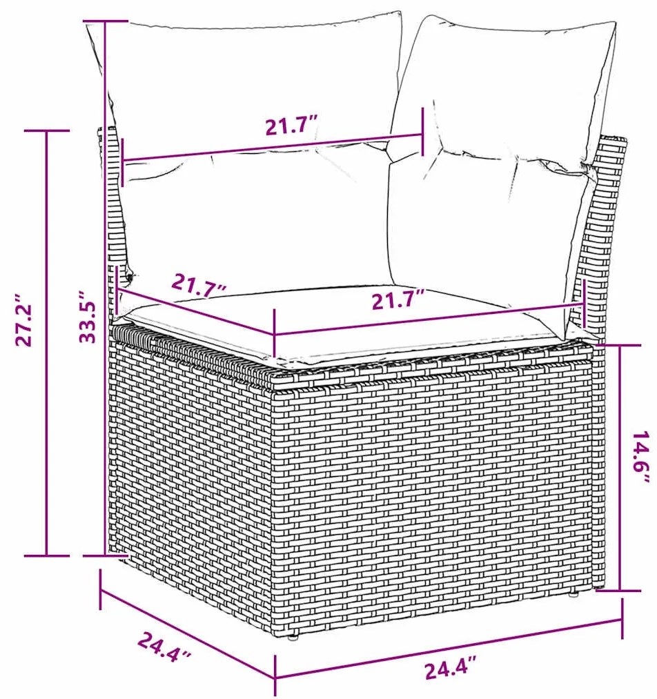 vidaXL Σετ Καναπέ Κήπου με μαξιλάρι 12 pcs Μαύρο 80 x 80 x 71 cm