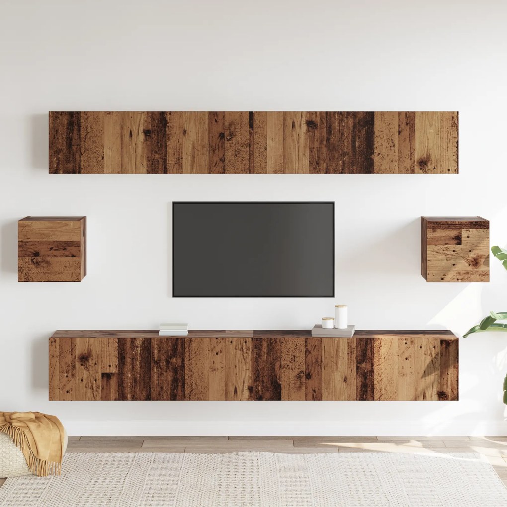 vidaXL Σετ επίπλου τηλεόρασης 6 pcs Παλαιό ξύλο 100 x 30 x 30 cm ξύλο