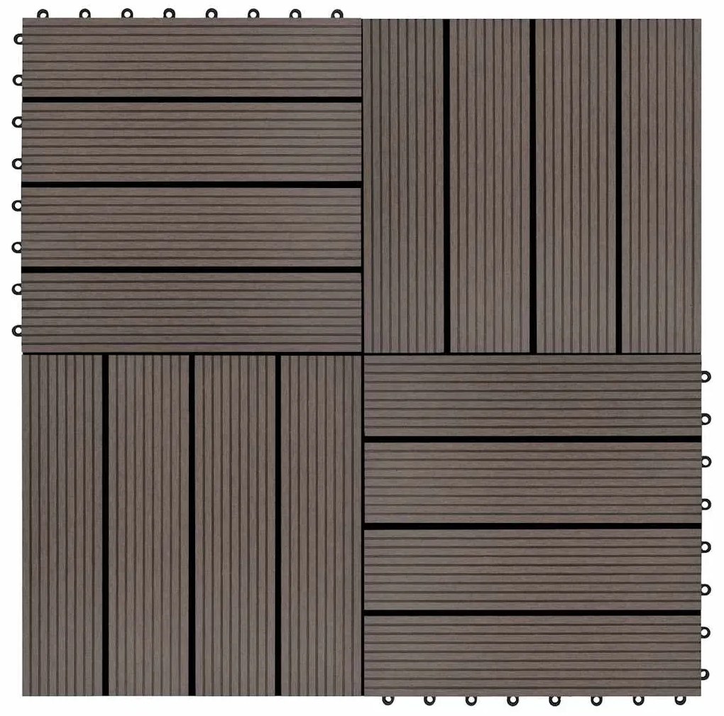 vidaXL Πλακάκια Deck 11 τεμ. Σκούρο Καφέ 30 x 30 εκ. 1 μ² από WPC