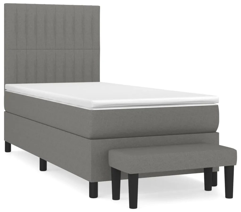 Κρεβάτι Boxspring με Στρώμα Σκούρο Γκρι 80x200 εκ. Υφασμάτινο - Γκρι