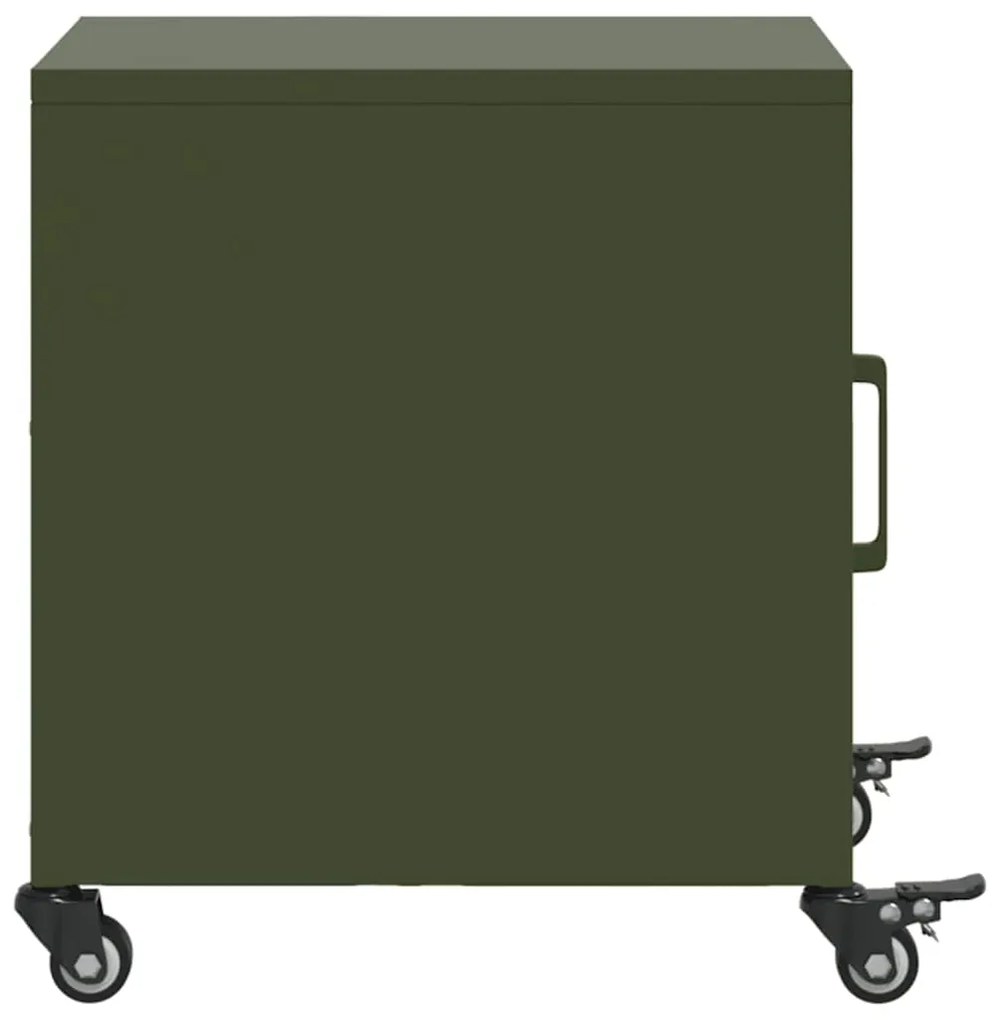 vidaXL Κομοδίνα 2 τεμ. Πράσινο Λαδί 36x39x43,5 εκ. από Χάλυβα