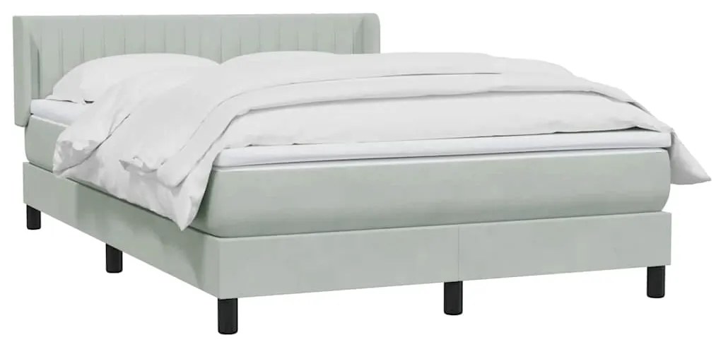 vidaXL Κρεβάτι Boxspring με Στρώμα Ανοιχτό Γκρι 160x220 εκ. Βελούδινο