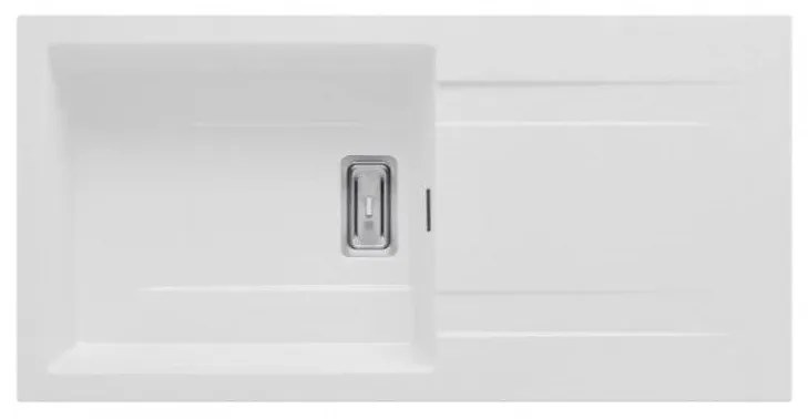 Pyramis Pyragranite Kartesio Plus 1B 1D Snow Γρανιτένιος Αντιστρεφόμενος Ένθετος Νεροχύτης Με 1 Γούρνα και Ποδιά 100x50 cm