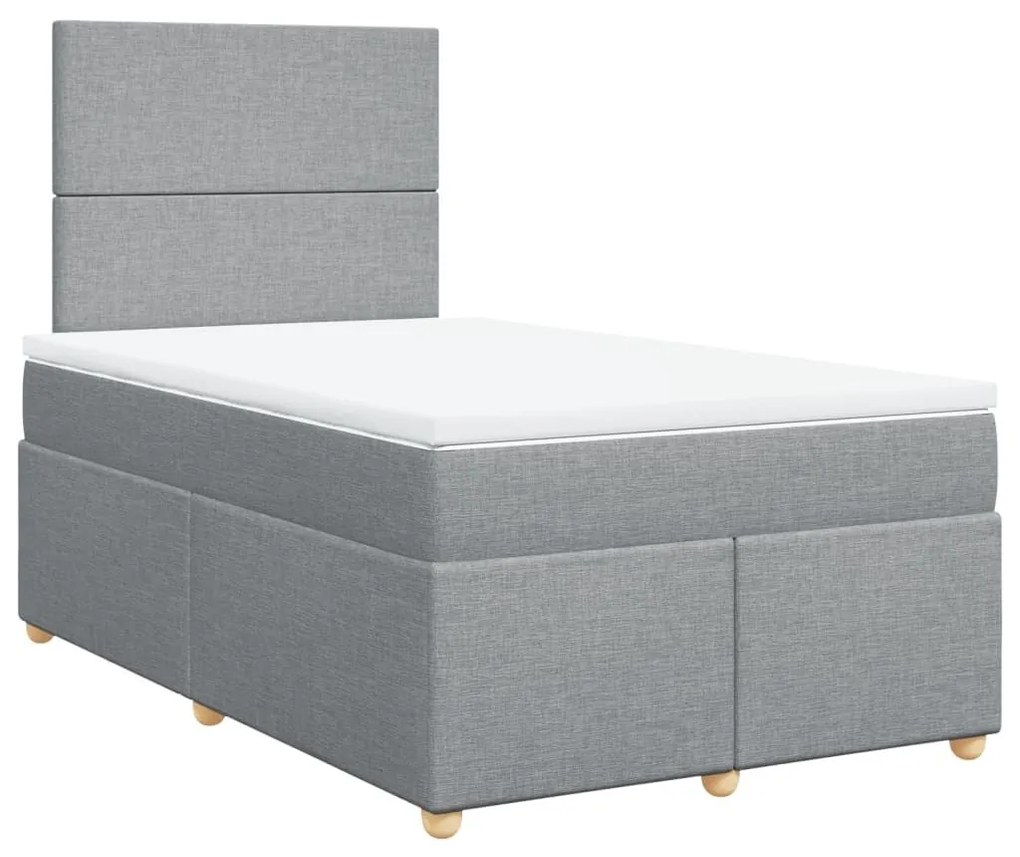 Κρεβάτι Boxspring με Στρώμα Ανοιχτό Γκρι 120x190 εκ. Υφασμάτινο - Γκρι