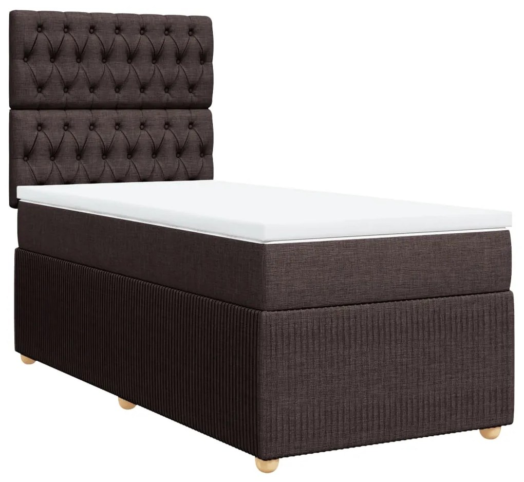 vidaXL Κρεβάτι Boxspring με Στρώμα Σκούρο Καφέ 80x200 εκ. Υφασμάτινο