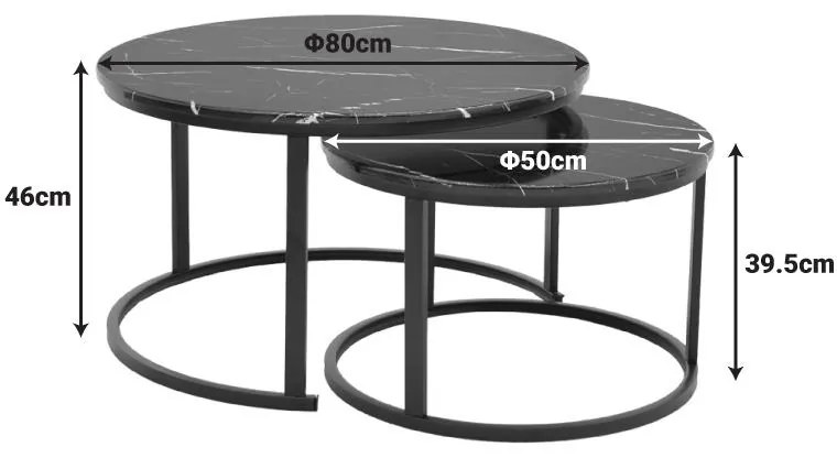 Τραπεζάκι Σαλονιού Revelon σετ 2 τεμ MDF σε Oak χρώμα 80x80x45εκ. 80x80x45 εκ.