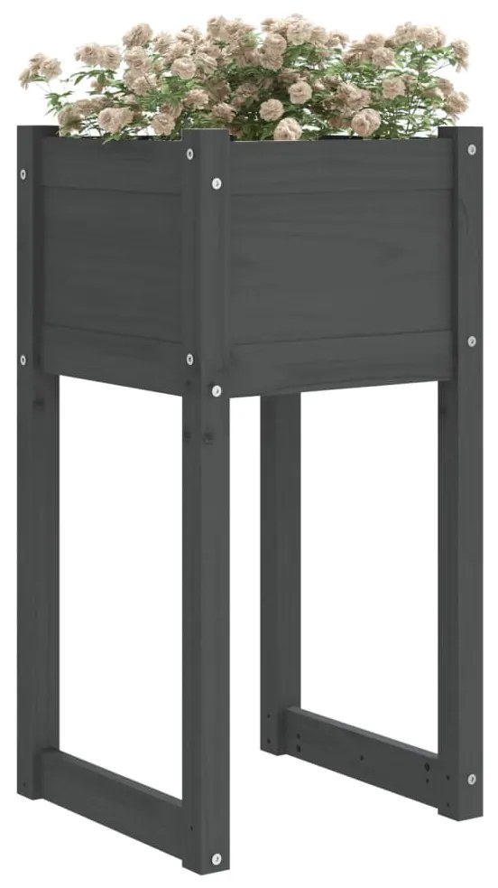 vidaXL Ζαρντινιέρες 2 τεμ. Γκρι 40x40x81 εκ. από Μασίφ Ξύλο Πεύκου