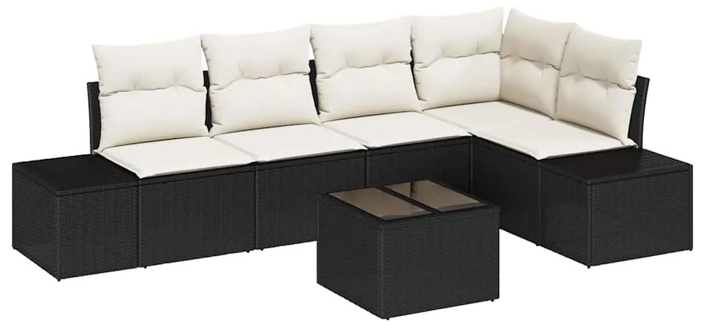 vidaXL Σετ Καναπέ Κήπου 6 pcs Μαύρο Πολυ ράταν