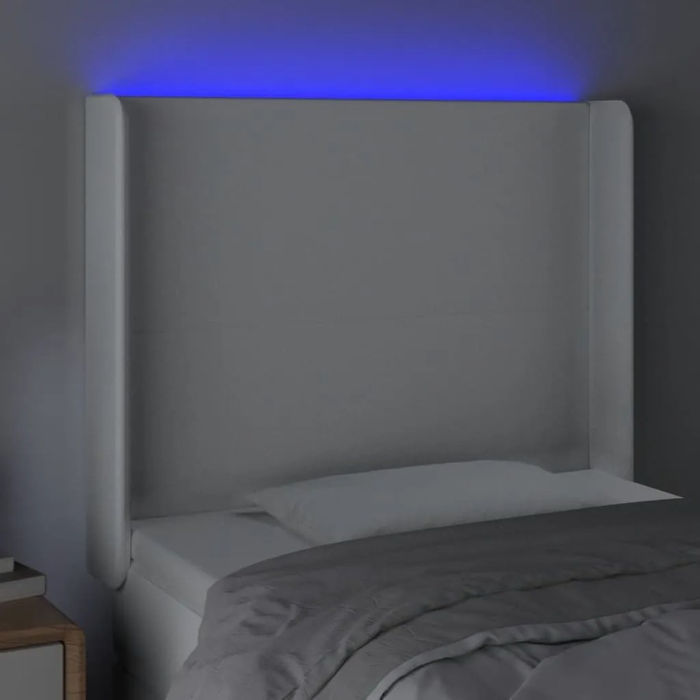 Κεφαλάρι Κρεβατιού LED Λευκό 103x16x118/128 εκ. Συνθετ. Δέρμα 3123853