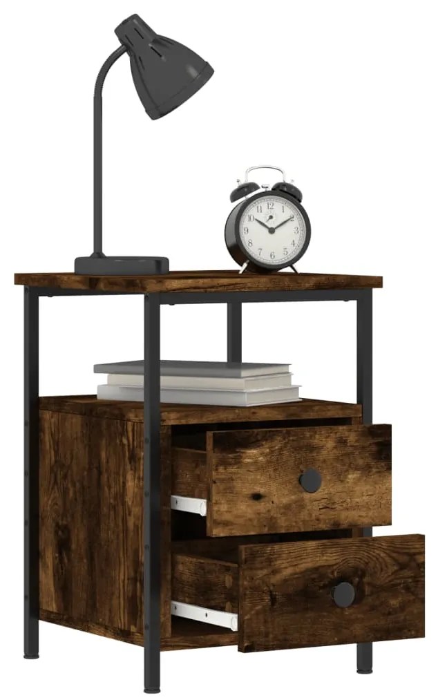 vidaXL Κομοδίνο Καπνιστή Δρυς 34 x 35,5 x 50 εκ. Επεξεργασμένο Ξύλο