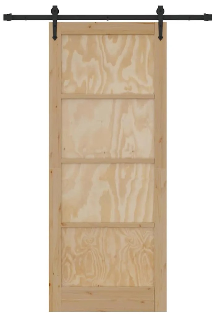 vidaXL Συρόμενη Πόρτα Χειροκίνητος Καφέ 86 x 211 cm Μασίφ ξύλο πεύκου