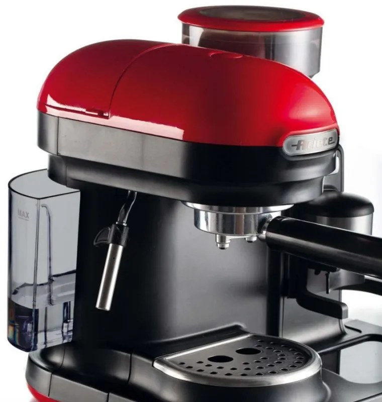Μηχανή εσπρέσο Ariete ESPRESSO MODERNA 1318/00, 1080W, 15 bar, 0.8 l, Ενσωματωμένος μύλος καφέ, Ατμομάγειρας, Κόκκινο