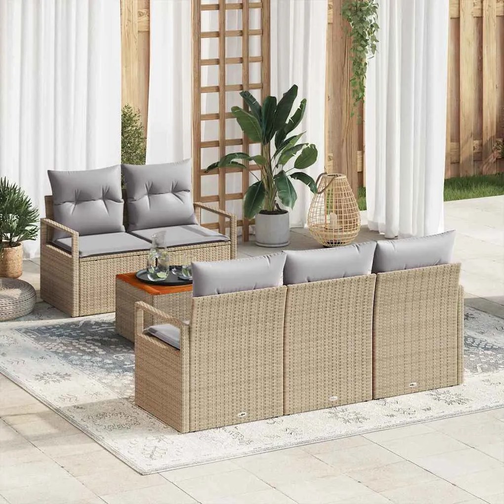 vidaXL Σετ Καναπέ Κήπου 6 pcs Beige, ανοιχτό γκρι