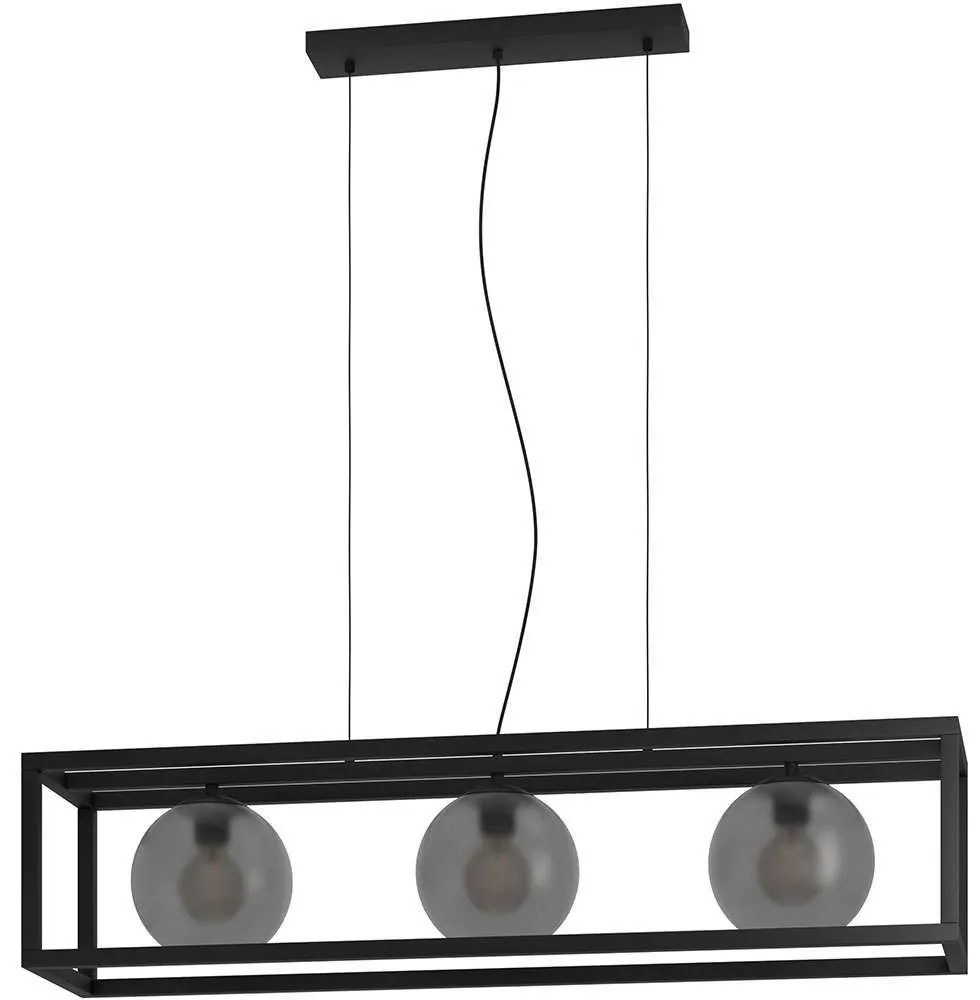 Φωτιστικό Οροφής - Ράγα Arangona 390215 110x25x150cm 3xE27 40W Grey-Black Eglo Steel,Glass