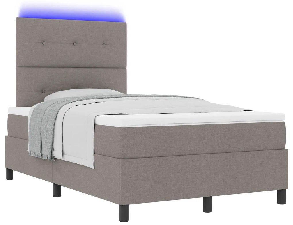 vidaXL Κρεβάτι με Βάση και Στρώμα & LED Ταπέτο 120x190 cm Ύφασμα