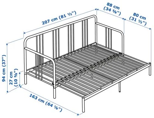 FYRESDAL κρεβάτι επισκέπτη day bed με 2 στρώματα, 80x200 cm 293.909.61