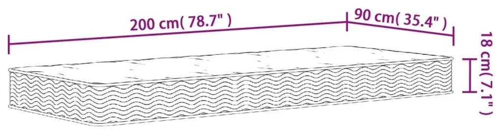 Στρώμα με Bonnell Springs Medium 90 x 200 εκ. - Λευκό