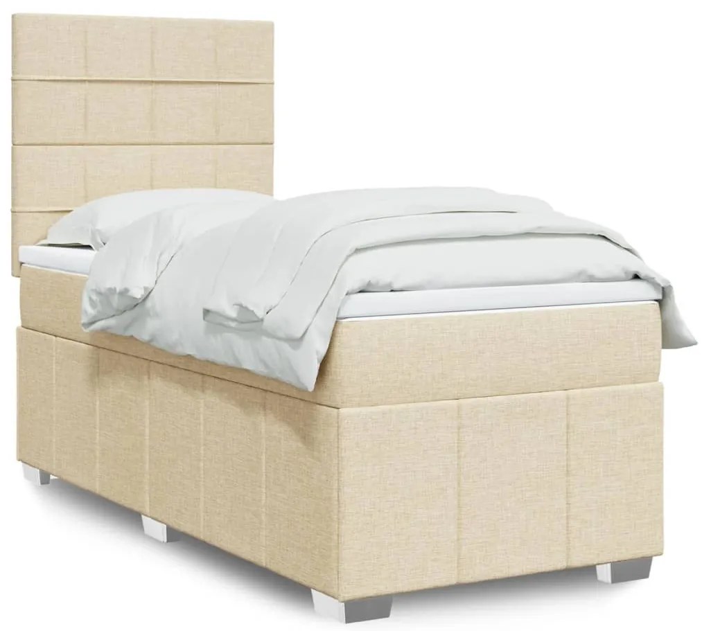 ΚΡΕΒΑΤΙ BOXSPRING ΜΕ ΣΤΡΩΜΑ ΚΡΕΜ 90X190 ΕΚ.ΥΦΑΣΜΑΤΙΝΟ 3291528