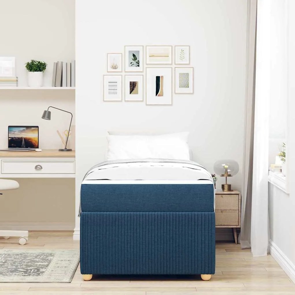 vidaXL Σκελετός Κρεβατιού Άλλο Μπλε 90 x 190 cm ύφασμα