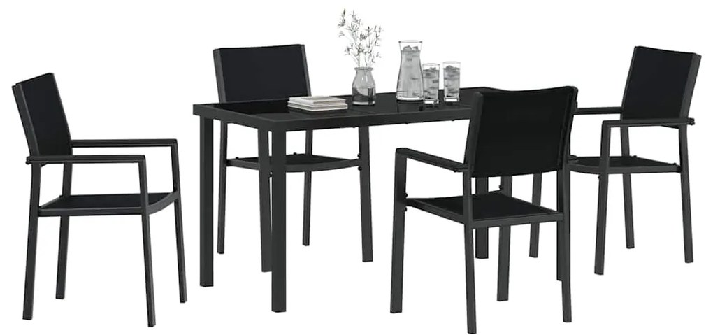 vidaXL Σέτ φαγητού για κήπο 5 pcs Μαύρο Πολυ ράταν