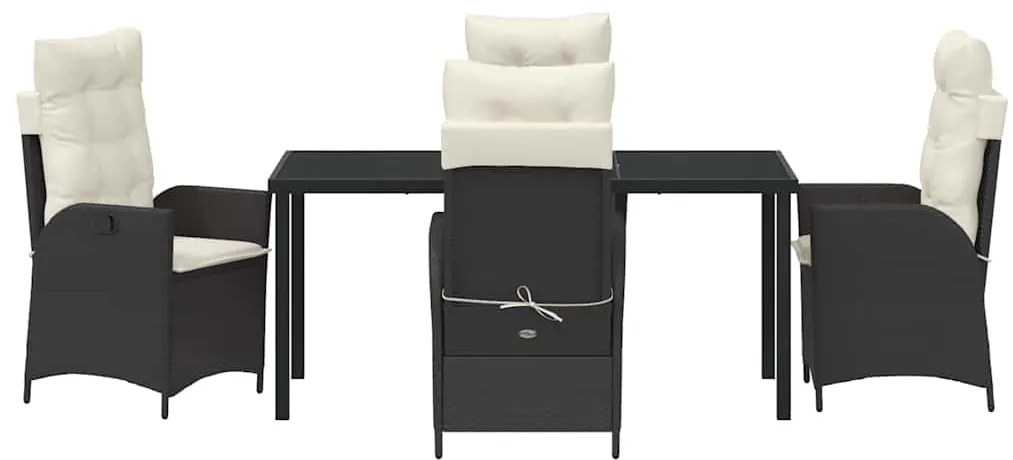 vidaXL Σέτ φαγητού για κήπο με μαξιλάρι 5 pcs Μαύρο συνθετικό ρατάν