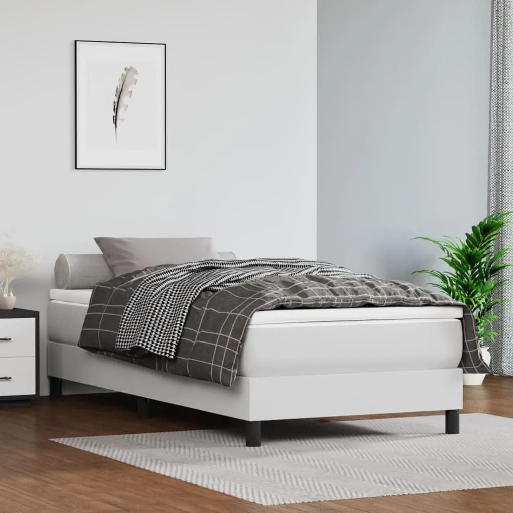 vidaXL Πλαίσιο Κρεβατιού Boxspring Λευκό 90x200 εκ. Συνθετικό Δέρμα