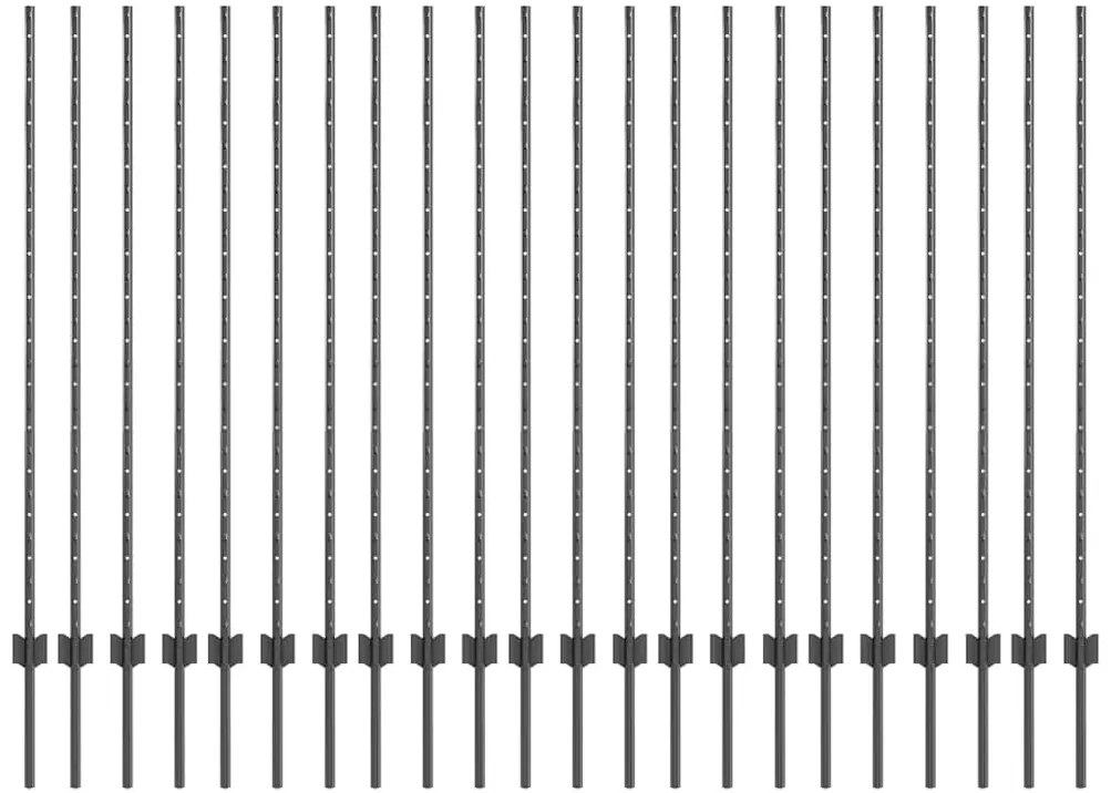 vidaXL Πό posts φράχτη 44 pcs Γκρι 180 cm Ατσάλι