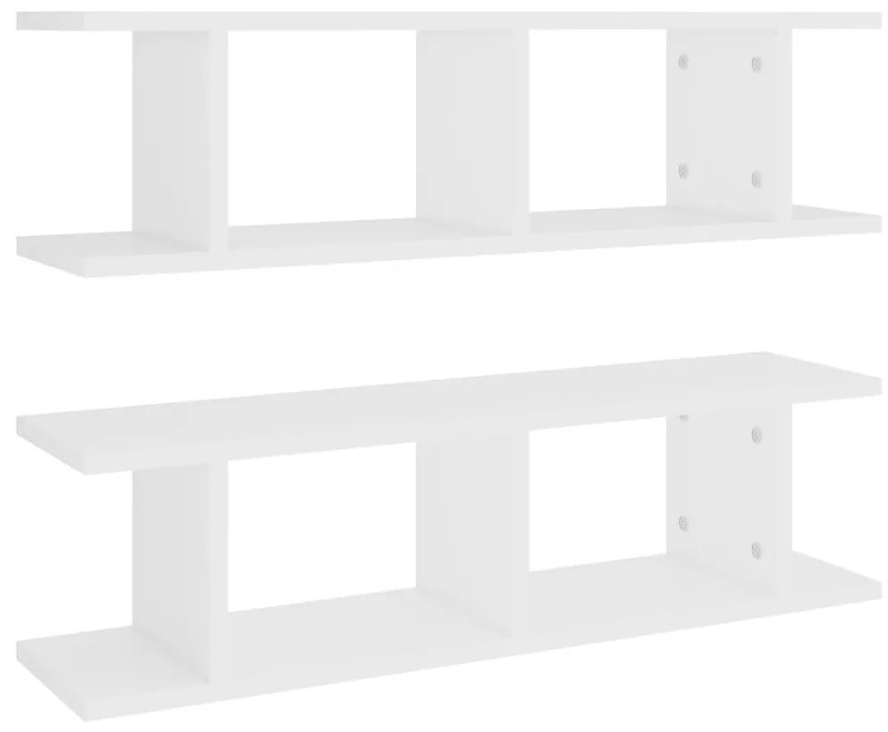 Ραφιέρες Τοίχου 2 τεμ. Λευκό 75 x 18 x 20 εκ. Επεξεργ. Ξύλο - Λευκό
