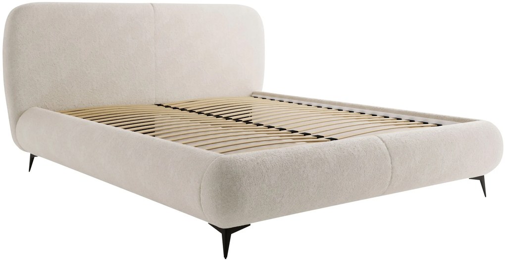 Επενδυμένο κρεβάτι Moe-Beige-140 x 200