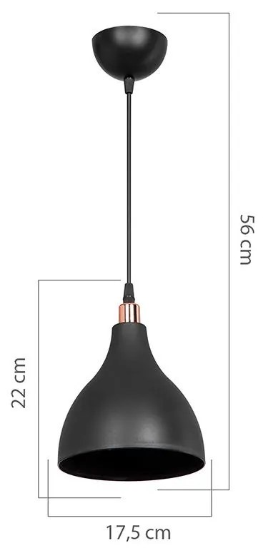 Φωτιστικό οροφής μονόφωτο Lofty Ε27 μαύρο Φ18x56εκ