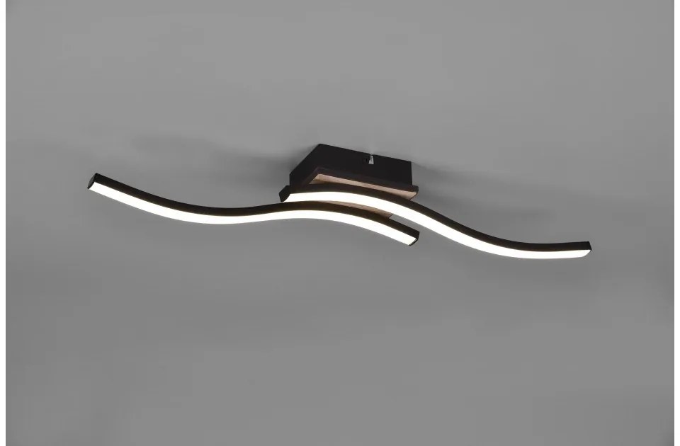 Πλαφονιέρα Φωτιστικό Οροφής 2xLED 5W Μαύρο Όψη Ξύλου Route R62472135 Trio Lighting-R62472135-Μαύρο R62472135