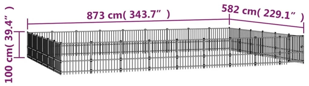 vidaXL Κλουβί Σκύλου Εξωτερικού Χώρου 50,81 μ² από Ατσάλι