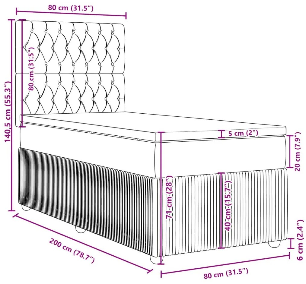 Κρεβάτι Boxspring με Στρώμα Σκούρο Πράσινο 80x200 εκ. Βελούδινο - Πράσινο