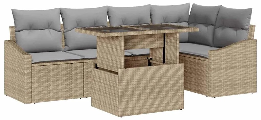 vidaXL Σετ Καναπέ Κήπου με μαξιλάρι 6 pcs Μπέζ και Ανοιχτό Γκρι