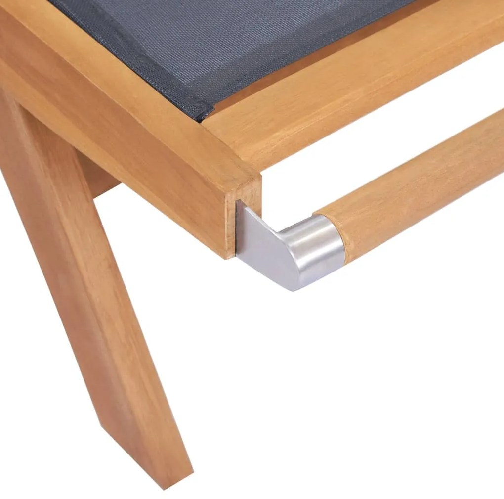 vidaXL Ξαπλώστρες Πτυσσόμενες 2 τεμ. από Μασίφ Teak/Textilene με Ρόδες