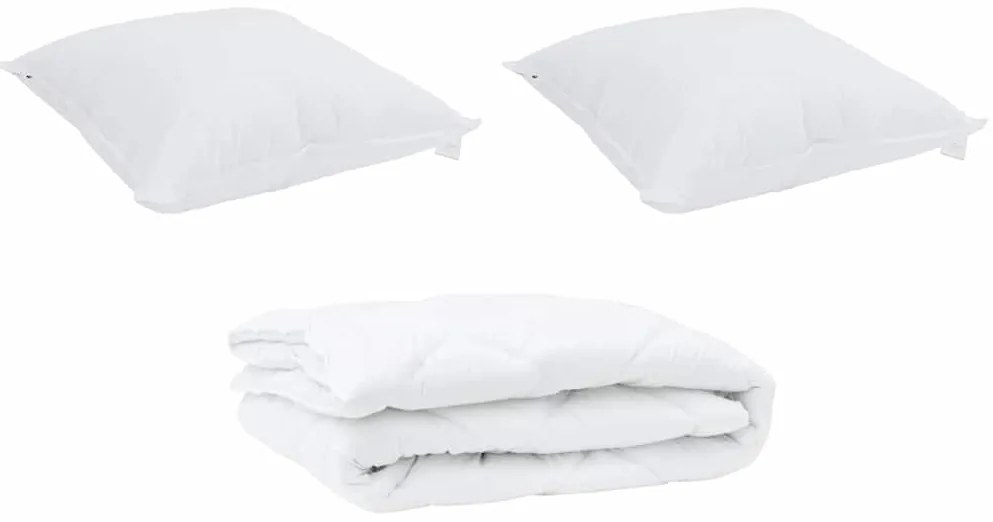 vidaXL Πάπλωμα με μαξιλάρι 2 pcs Λευκό 155 x 220 cm Μικροΐνες