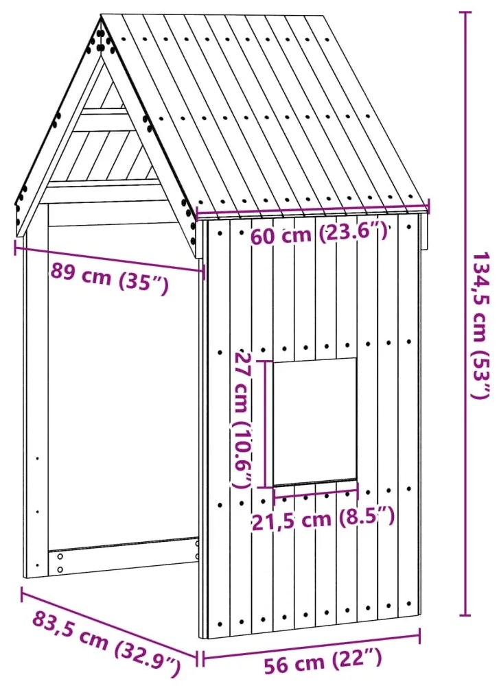 Οροφή Κρεβατιού Παιδική Λευκό 60x89x134,5 εκ. Μασίφ Ξύλο Πεύκου - Λευκό