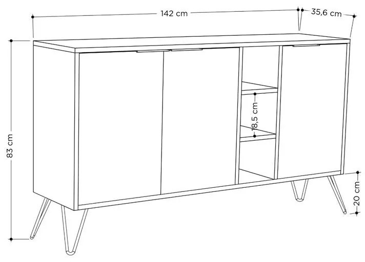 Μπουφές Clara λευκό 142x35.5x83εκ