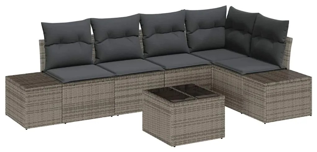 vidaXL Σετ Καναπέ Κήπου 6 pcs Γκρι Πολυ ράταν