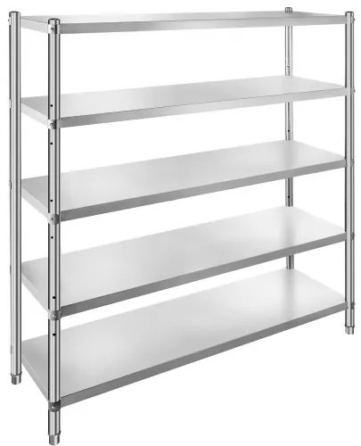 VEVOR Storage Shelf, 5-Tier Storage Shelving Unit, Stainless Steel Garage Shelf, 70.9 x 17.7 x 70.9 inch Heavy Duty Storage Shelving, 1650 Lbs Total Capacity with Adjustable Height