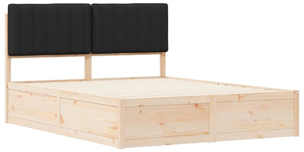 vidaXL Σκελετός Κρεβατιού με Επενδεδυμένο Κεφαλάρι Μαύρο 160 x 200 cm