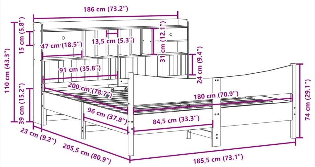 ΣΚΕΛΕΤΟΣ ΚΡΕΒΑΤΙΟΥ ΧΩΡΙΣ ΣΤΡΩΜΑ 180X200 ΕΚ ΜΑΣΙΦ ΞΥΛΟ ΠΕΥΚΟΥ 3323368