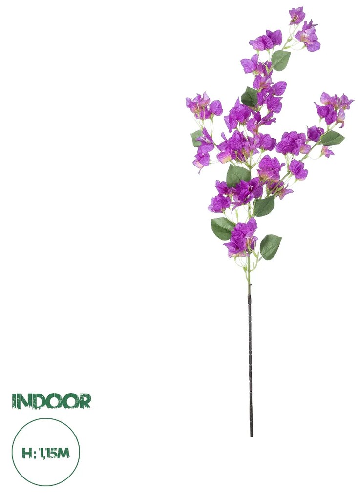 GloboStar® Artificial Garden BOUGAUVILLEA BRANCH 20650 Τεχνητό Διακοσμητικό Κλαδί Μπουκανβίλιας Μωβ Y115cm