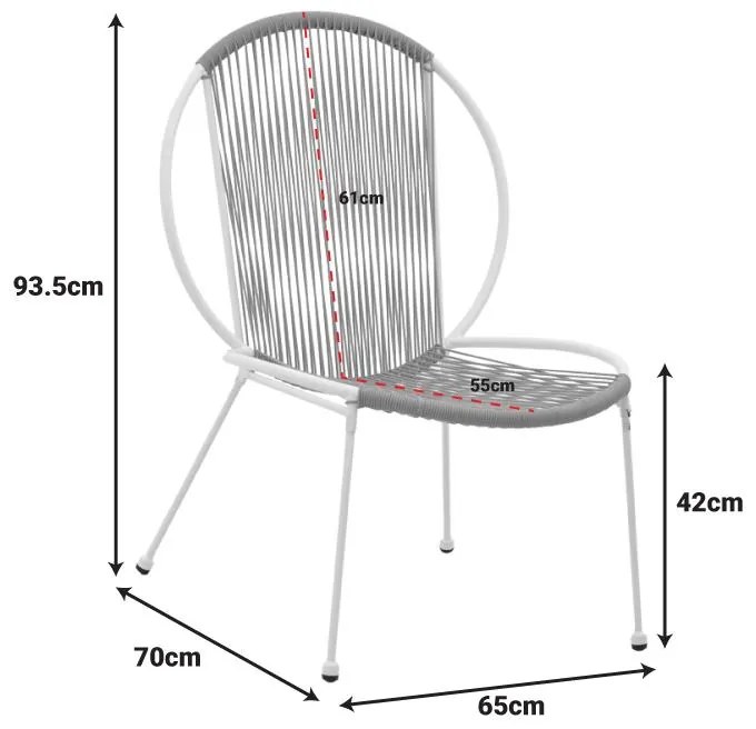 Καρέκλα κήπου Dapper μαύρο μέταλλο-pe μαύρο 64.5x74.5x76εκ 65x70x93.5 εκ.